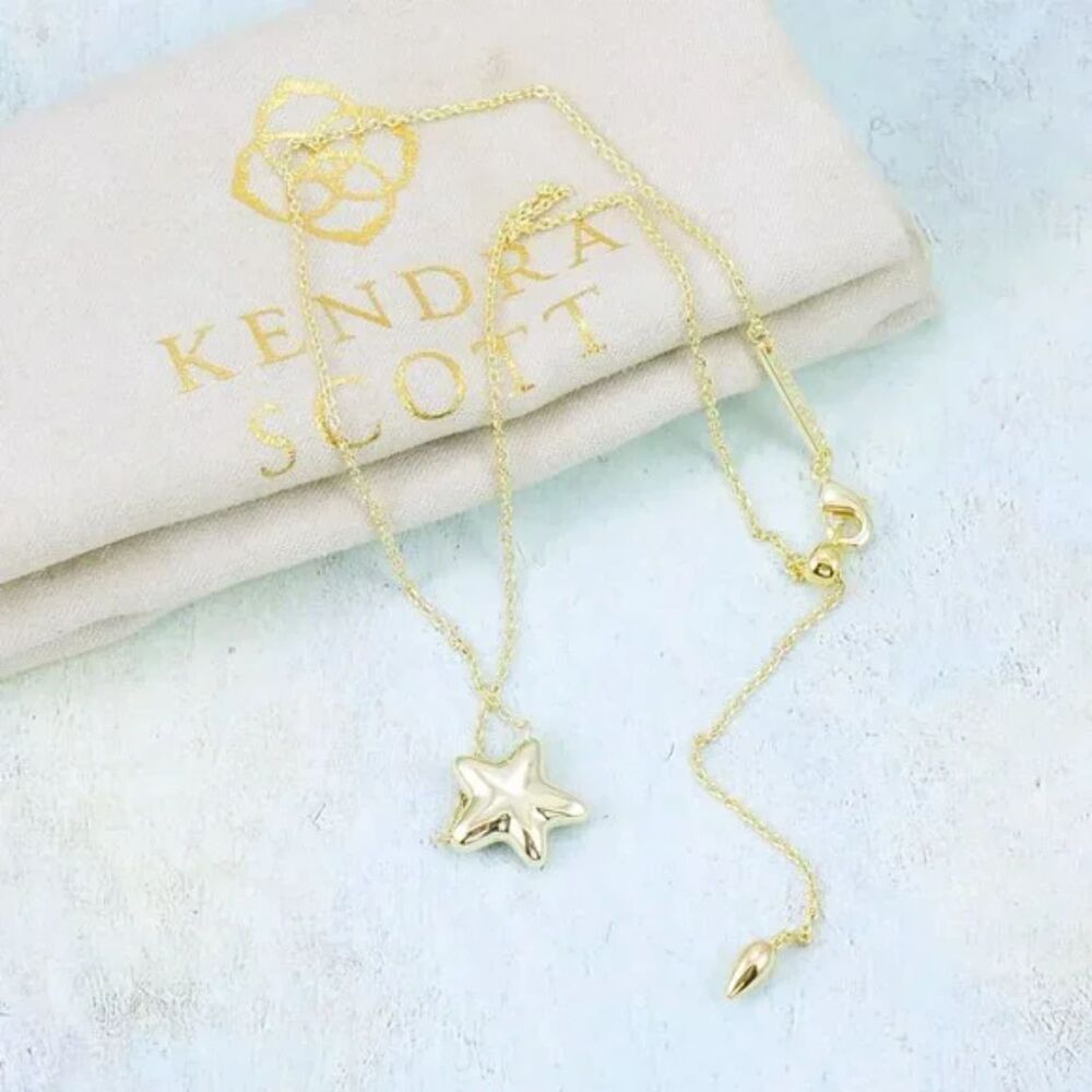 NWOT Kendra Scott Jae Star Blue Drusy Gold Pendant Necklace - Picture 4 of 16